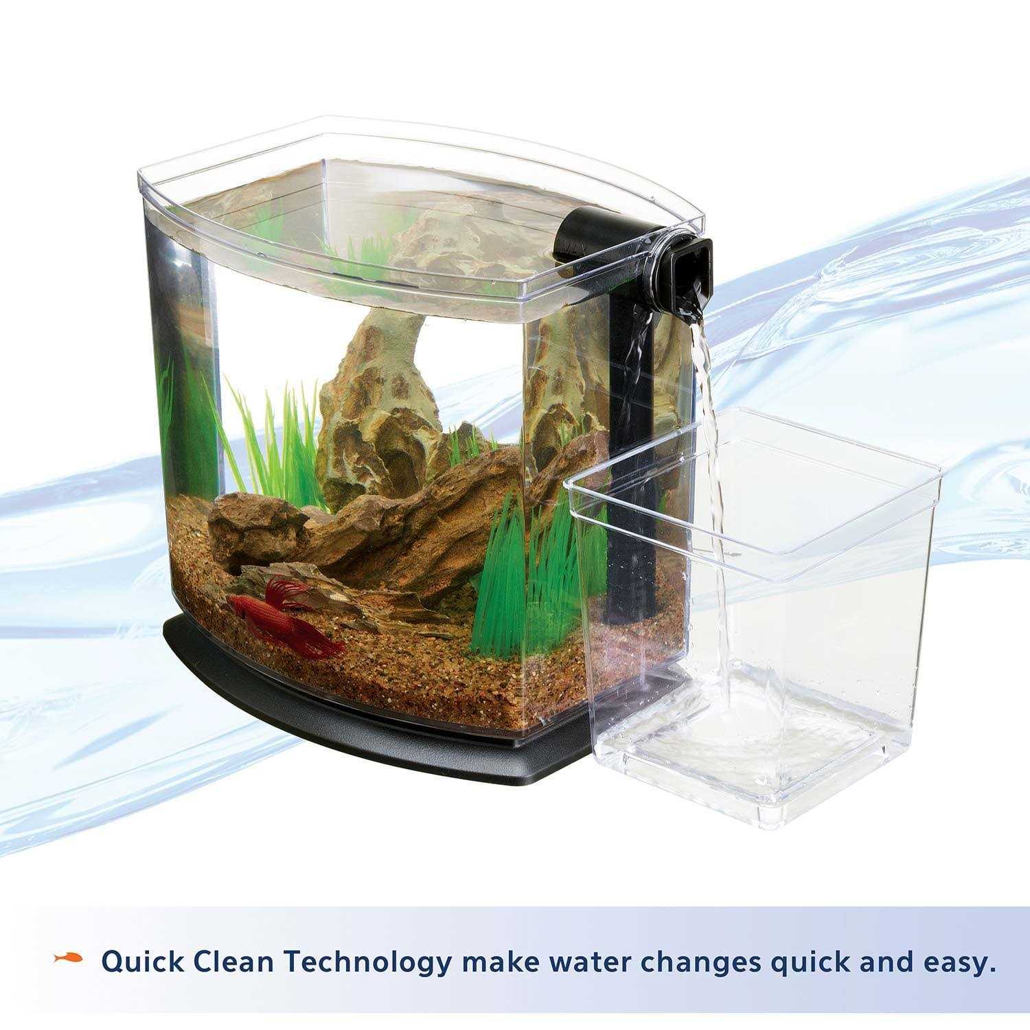 Aqueon BettaBow 1 With Quick Clean Technology Aquarium Kit Black - Pet ...