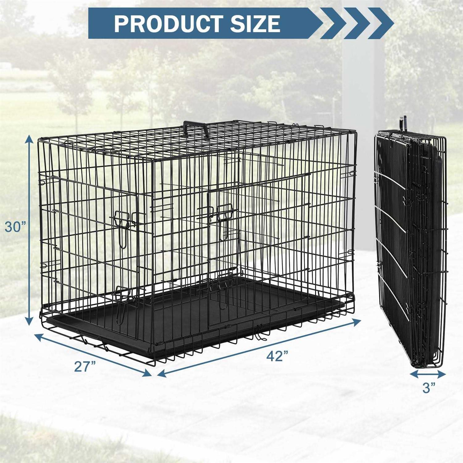 Yrllensdan Foldable Large Dog Crate For Large Dogs, Metal Wire Dog Cage 