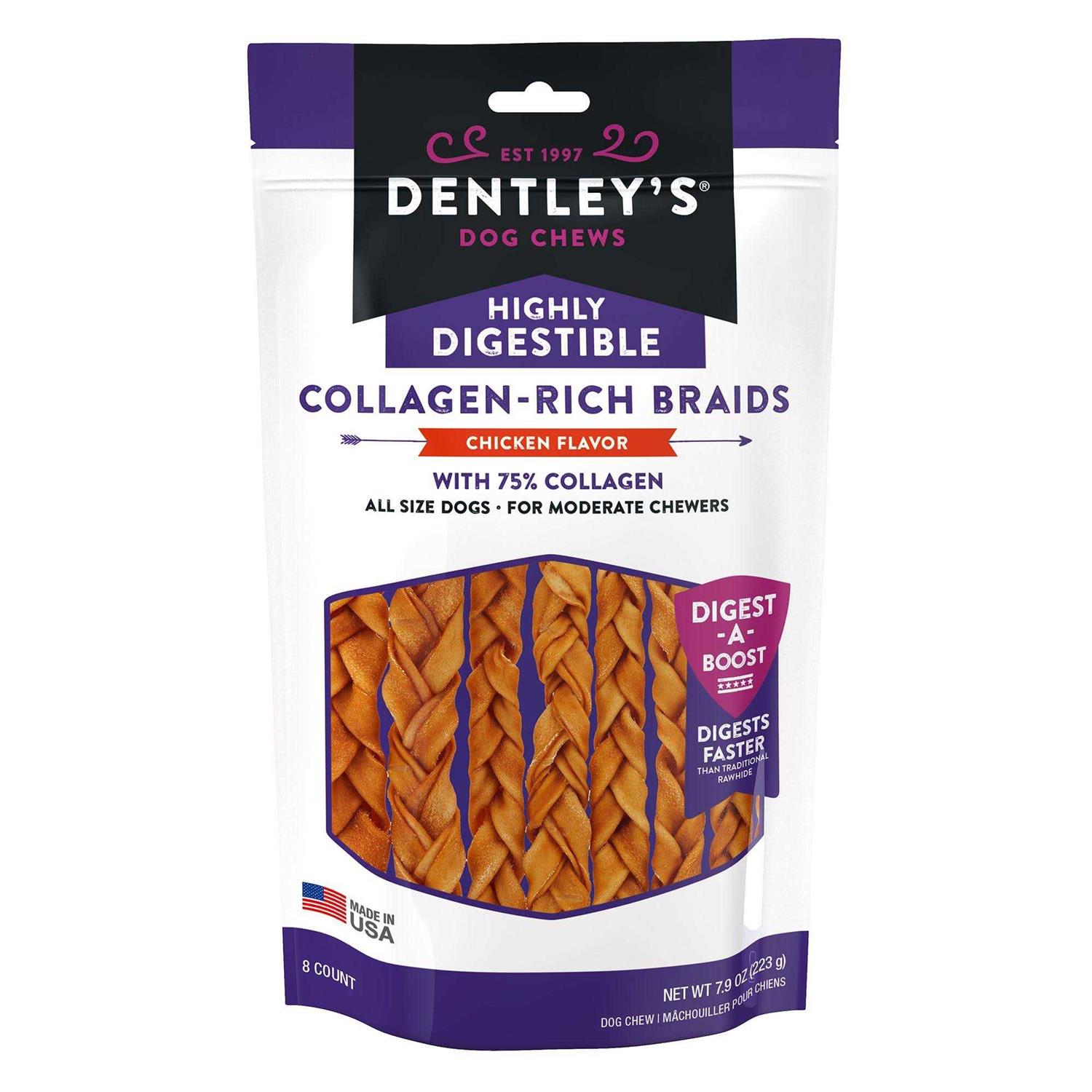 Dentley's Highly Digestable 7 Collagen Braids Dog Chew - Pet Supplies ...