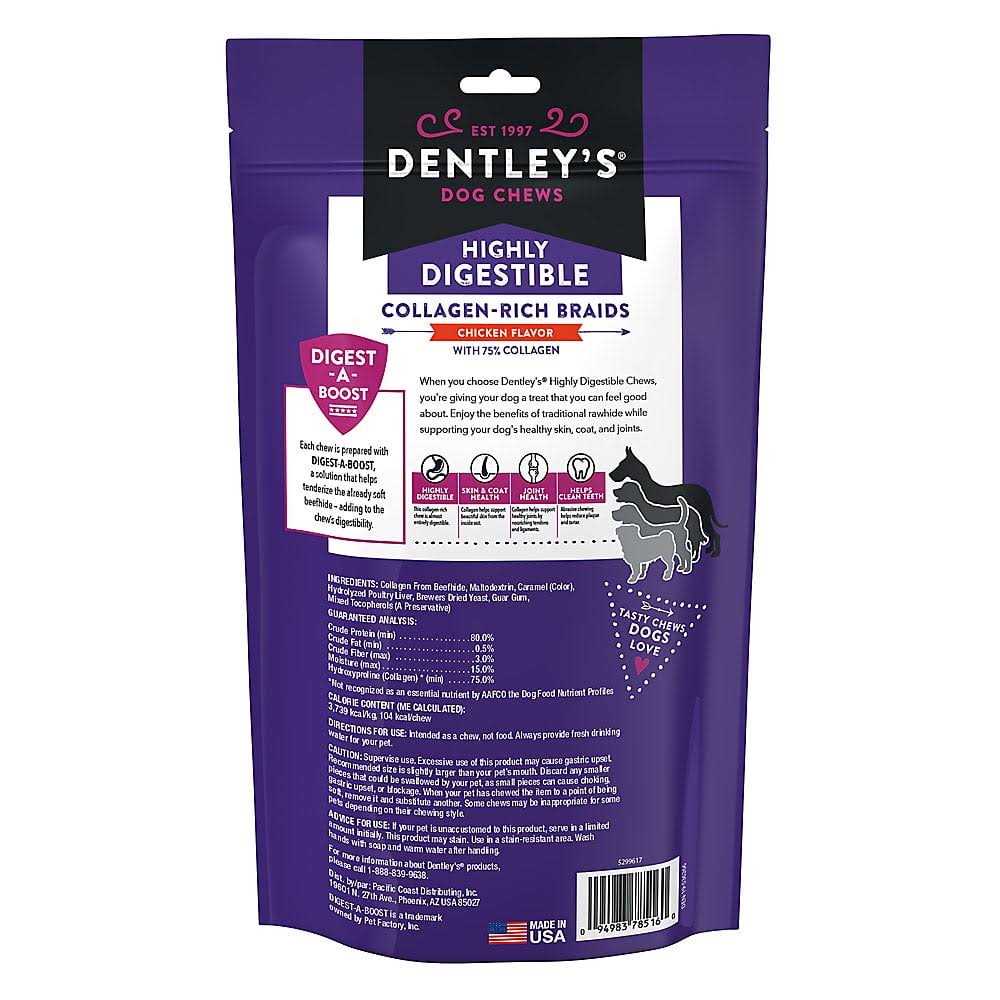 Dentley's Highly Digestable 7 Collagen Braids Dog Chew - Pet Supplies ...