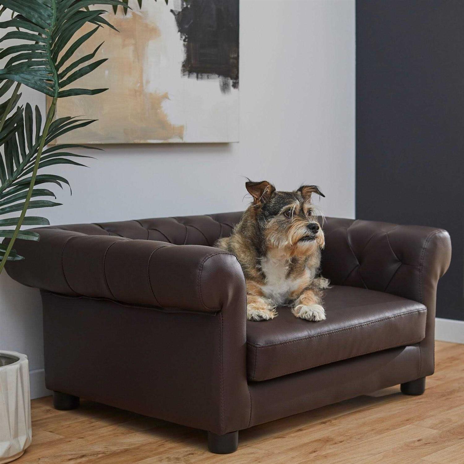 Frisco Leatherette Tufted Sofa Cat & Dog Bed - Pet Supplies online sale