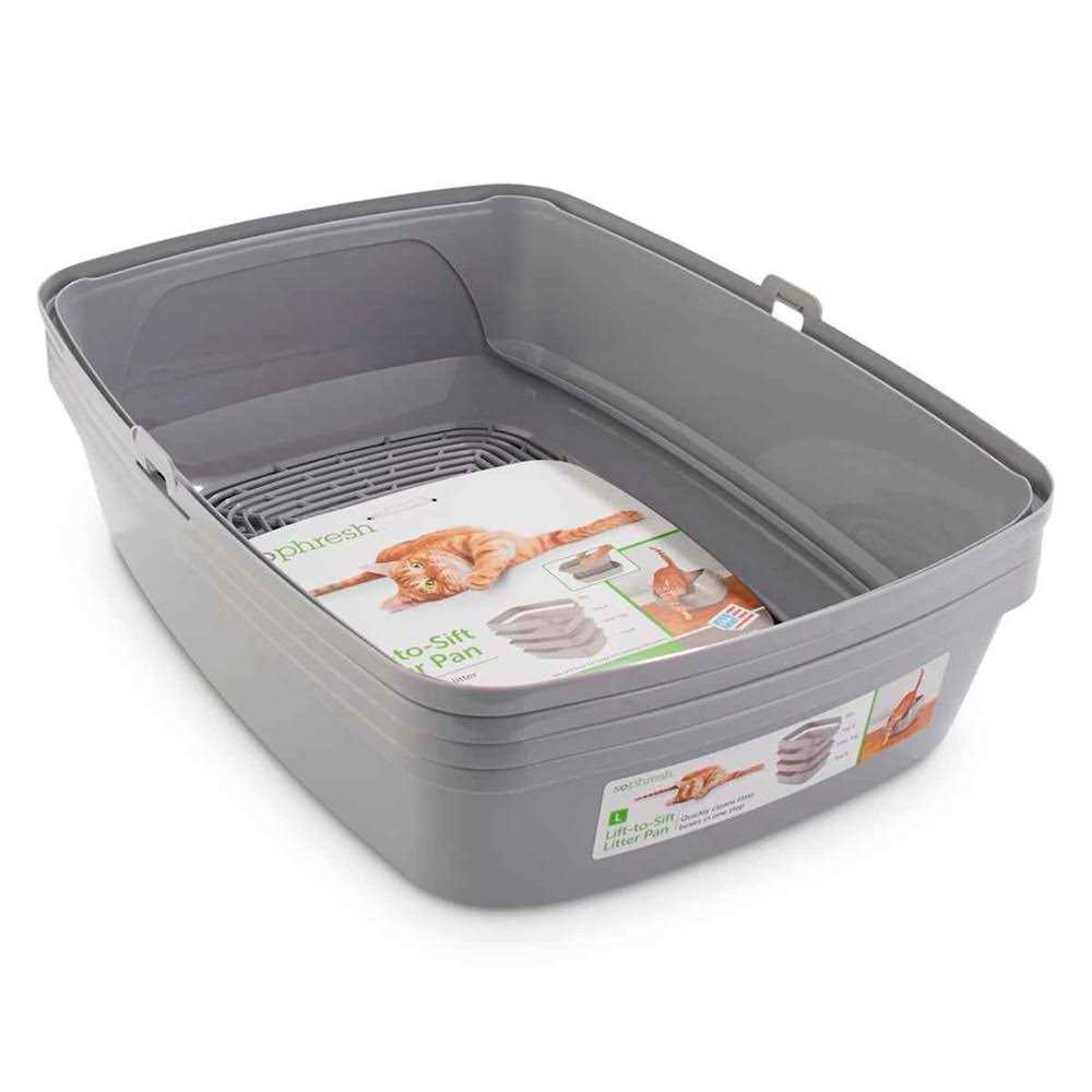 So Phresh Grey & White Lift-to-Sift Cat Litter Pan - Pet Supplies ...