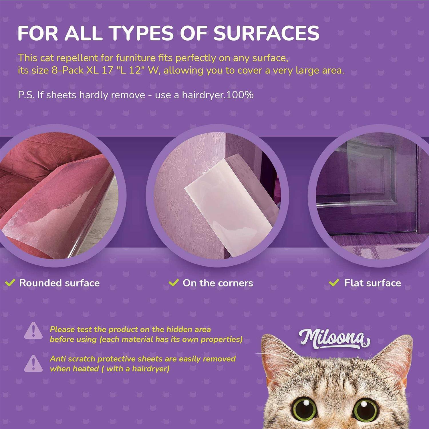 Miloona Anti Cat Scratch Furniture Protector 4 Sheets Couch Covers for ...