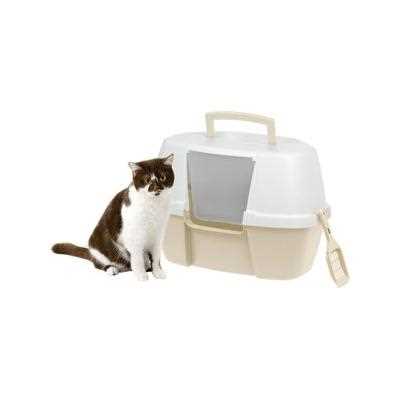 IRIS USA Hooded Corner Cat Litter Box with Front Door Flap & Scoop ...