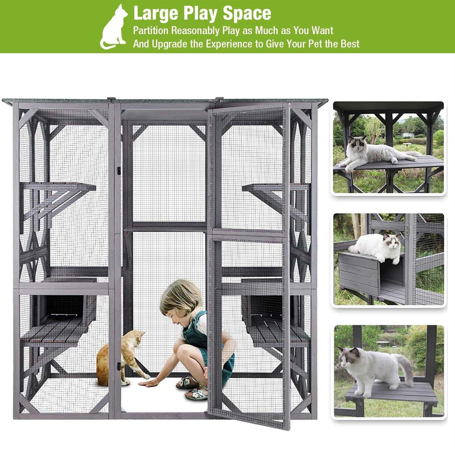 Gutinneen Catio Large Cat House Outdoor Walk in Outdoor Cat Enclosure ...