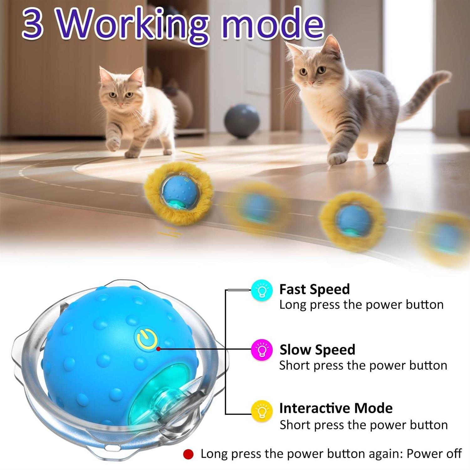 Giociv Interactive Cat Toys Ball Fast Rolling in Pouch, Motion Activate ...